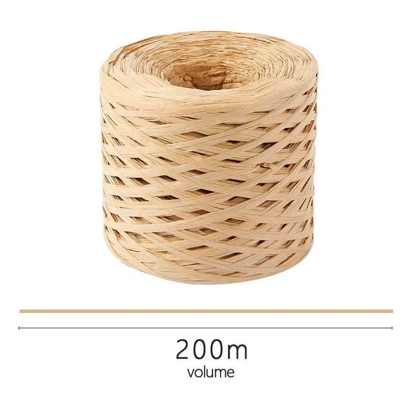 Raffia Paper Ribbon 200 Meters Decoration Wedding Rope Ribbon for Natural Paper Twine Gift Party Easter Packing Craft Wrapping