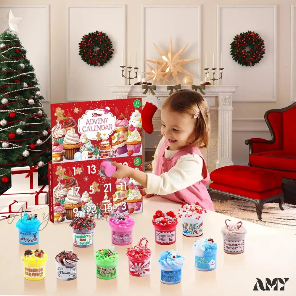 Slime Advent Calendar - 24 Days of Surprises with Fluffy Slime Kit for Kids and Teens