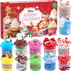 Slime Advent Calendar - 24 Days of Surprises with Fluffy Slime Kit for Kids and Teens