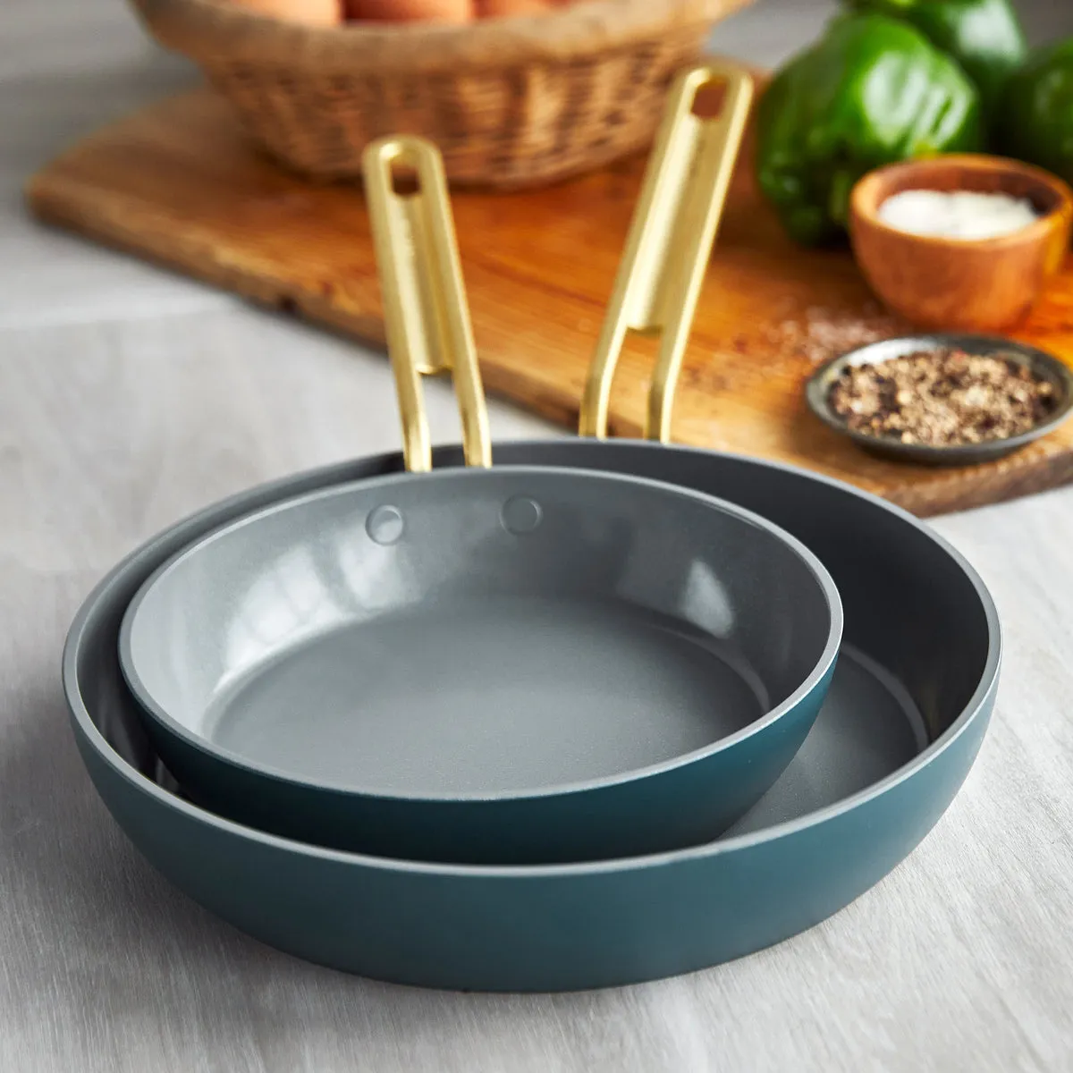 Stanley Tucci™ Ceramic Nonstick 8" and 10" Frypan Set | Venetian Teal