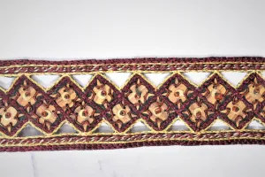 Unique Trim Design | DIY Craft | Decorative Trim | High Quality Trim | Beaded With Rhinestone | Handmade Indian Trim | 1.5" Trim By The Yard